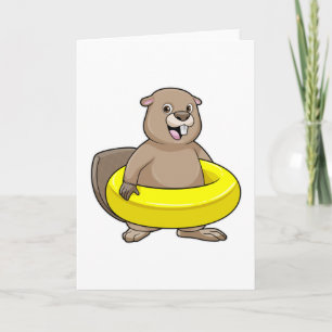Carte Castor à la baignade avec bague de natation