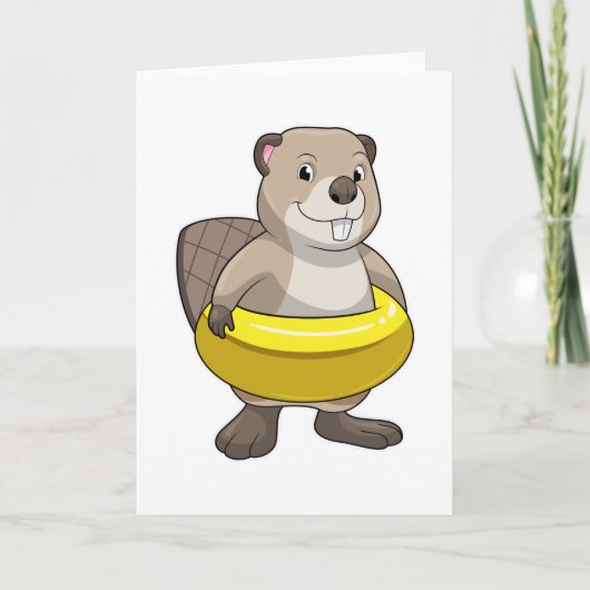Carte Castor à la baignade avec bague de natation (Devant)