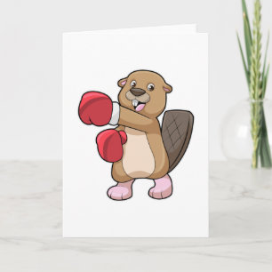 Carte Castor à la boxe avec des gants de boxe
