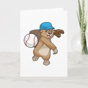 Carte Castor au Baseball Sports avec Casquette