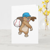 Carte Castor au sport de baseball avec casquette (Fleur jaune)