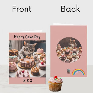 Carte Cat and Cake Anniversaire Célébration Cute Cats