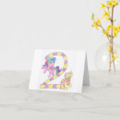 Carte Cat and Pony card for a two year old (Fleur jaune)