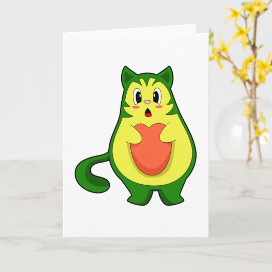 Carte Cat Avocado (Fleur jaune)