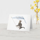 Carte Cat Banner Congratulations Card (Fleur jaune)