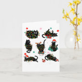 Carte Cat Christmas Light Reindeer Santa Christmas Cat L (Fleur jaune)