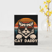 Carte Cat Daddy Sungles Sunset Retro Fur Dad Papa Kitten (Fleur jaune)