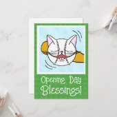 Carte Cat Face Baseball Jour d'ouverture Bénédictions (Devant/Arrière en situation)