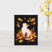 Carte Cat Fall Leaf Tree Bonjour Automne Thankgiving (Fleur jaune)