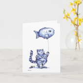 Carte Cat Flying Fish Get Well card (Fleur jaune)