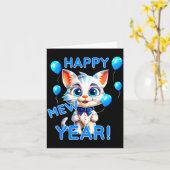 Carte Cat Happy New Year Mew Year Funny New Years Party  (Fleur jaune)