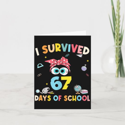 Carte Cat I Survived 67 Days Of School Teachers Students (Devant)
