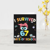 Carte Cat I Survived 67 Days Of School Teachers Students (Fleur jaune)