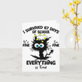 Carte Cat I Survived 67 Days Of School Teachers Students (Fleur jaune)