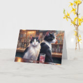 Carte Cat ignoring each other Happy Hour bar (Fleur jaune)