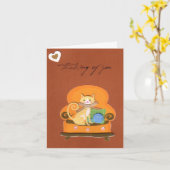 Carte Cat in chair Thinking of You Card (Fleur jaune)