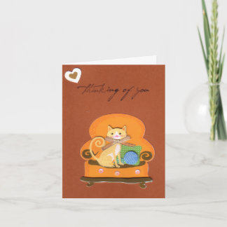 Carte Cat in chair Thinking of You Card