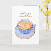 Carte Cat in Coffee Card (Fleur jaune)