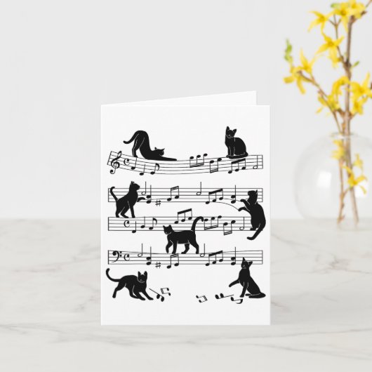 Carte Cat Kitty Jouer Musique Clef Piano Musicien Art (Fleur jaune)