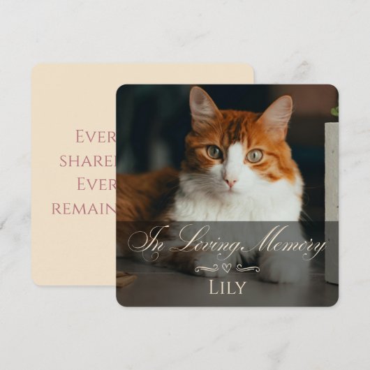 Carte Cat Loss Sympathy Card with Pet Photo & Name Pink (Devant / Derrière)