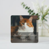 Carte Cat Loss Sympathy Card with Pet Photo & Name Pink (Debout devant)
