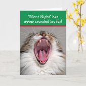 Carte Cat Loudly Singing "Silent Night" Christmas (Fleur jaune)