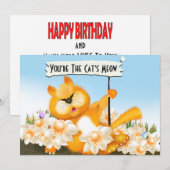 Carte Cat Meow Funny Birthday (Devant / Derrière)