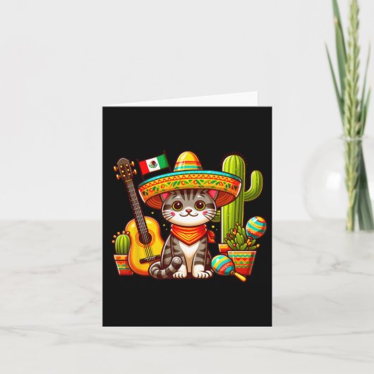 Carte Cat mexicain Cinco De Mayo Kitten Faisons la fête (Devant)