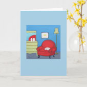 Carte Cat on Red Chaise (Fleur jaune)