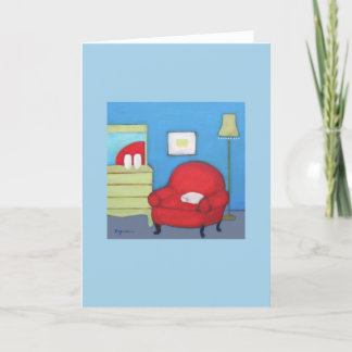 Carte Cat on Red Chaise