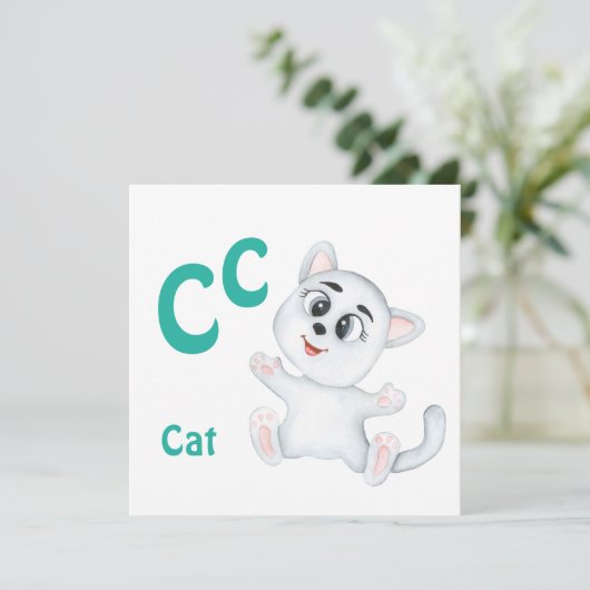 Carte Cat personnaliser ABC : Lettre C - Ajouter votre n (Debout devant)