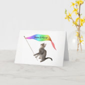 Carte Cat Rainbow Banner Birthday Card (Fleur jaune)