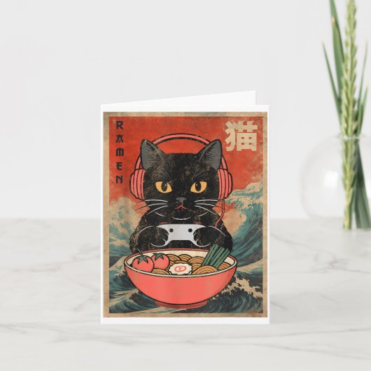 Carte Cat Ramen Japanese Funny Graphic Kawaii Anime (Devant)