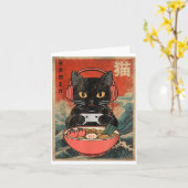 Carte Cat Ramen Japanese Funny Graphic Kawaii Anime (Fleur jaune)