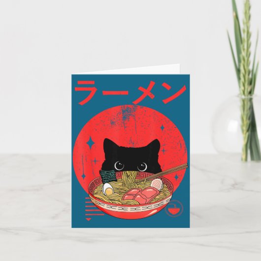 Carte Cat Ramen Japanese Funny Graphic Tees Kawaii Cat A (Devant)