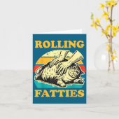 Carte Cat Rolling Fatties Funny For Men Women  (Fleur jaune)