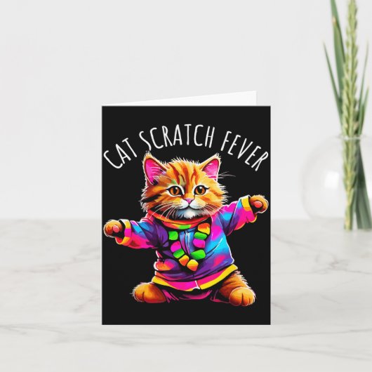 Carte Cat Scratch Fever Funny Cute Colorful Dancing Cat (Devant)