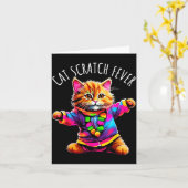 Carte Cat Scratch Fever Funny Cute Colorful Dancing Cat (Fleur jaune)