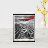 Carte Cat Selfie Ufo Alien Funny Surprised Cat Meme Men  (Fleur jaune)