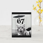 Carte Cat Selfie With Alien Ufo And 67 Funny 6 7 For Men (Fleur jaune)