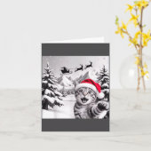 Carte Cat Selfie With Santa  (Fleur jaune)