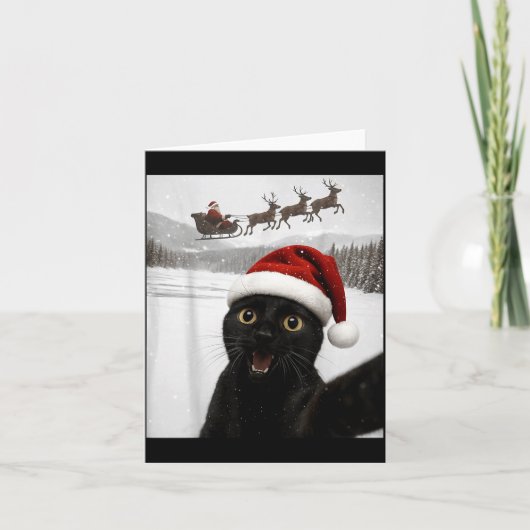 Carte Cat Selfie With Santa Funny Black Cat Christmas Me (Devant)