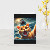 Carte Cat Selfie With Shark Funny  (Fleur jaune)