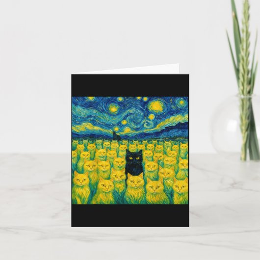 Carte Cat Starry Night Van Gogh Cat For Cat Lover (Devant)
