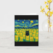 Carte Cat Starry Night Van Gogh Cat For Cat Lover (Fleur jaune)