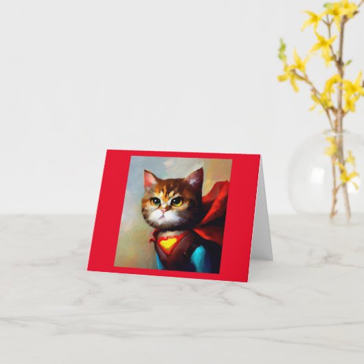 Carte Cat Superhero (Fleur jaune)