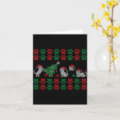 Carte Cat Ugly Sweater Pattern Christmas Knitting  (Fleur jaune)