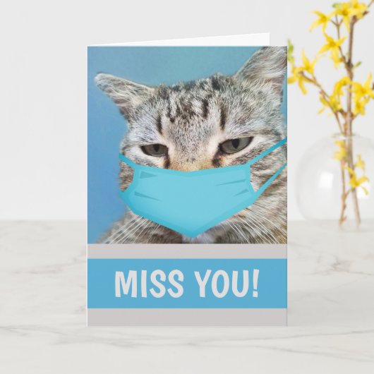 Carte Cat Vous Manque Beaucoup (Fleur jaune)