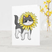 Carte Cat with sunflower (Fleur jaune)