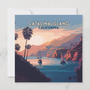 Carte Catalina Island California Boats Sunset Retro